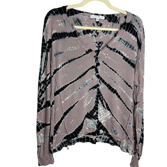 Young Fabulous and Broke Long Sleeve Linen Blend Tie Dye Top Casual Size Small - Picture 1 of 10